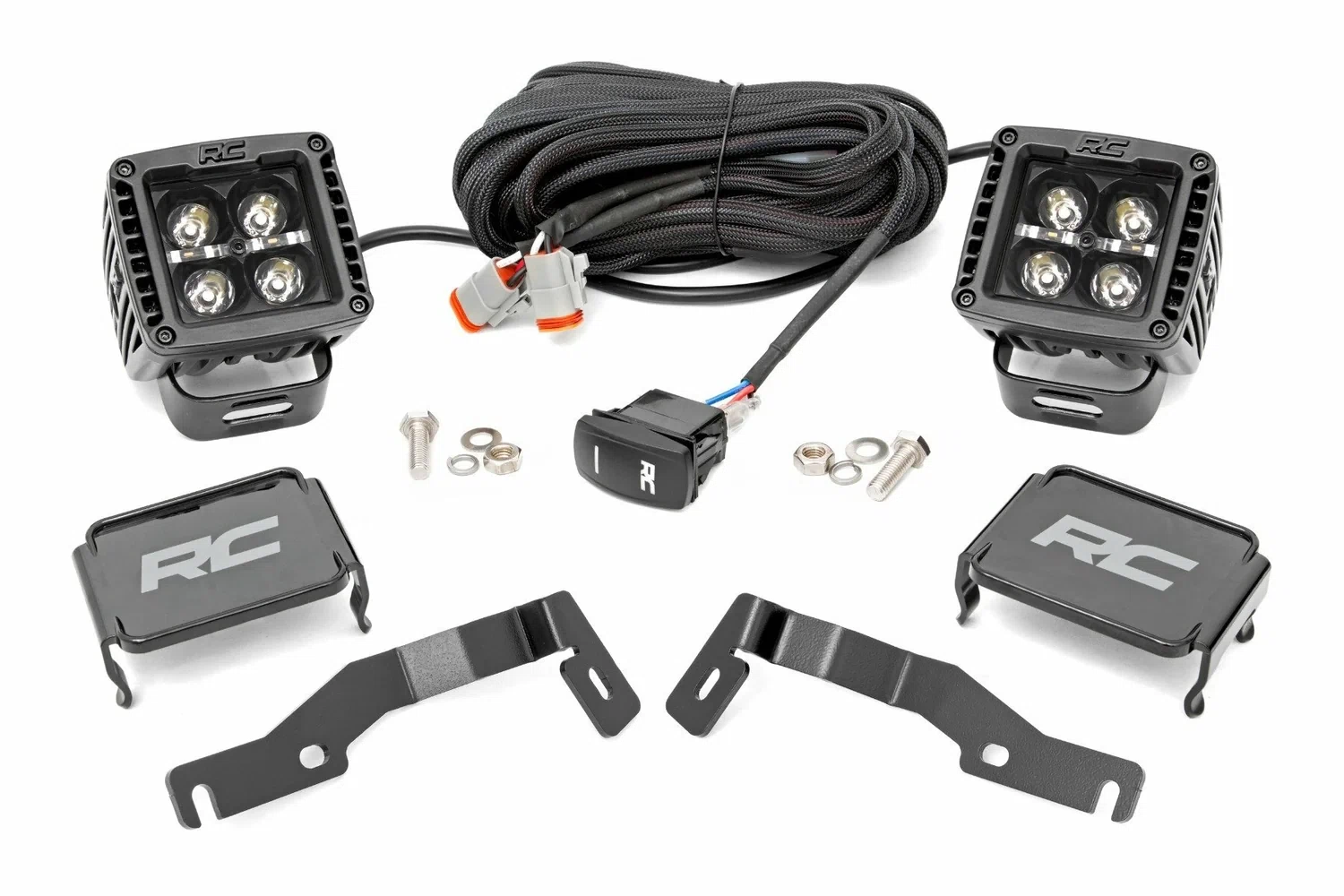 Fits Toyota Tacoma(2024) LED Light Kit Ditch Mount 2_ Black Pair White DRL 72103